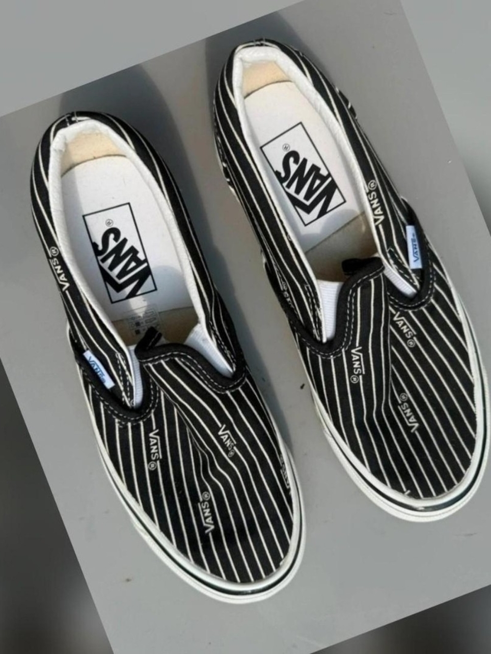 Vans 98-DX "Anahiem Factory" Logo Striped Slip-Ons. NWOT. Womens Size 7